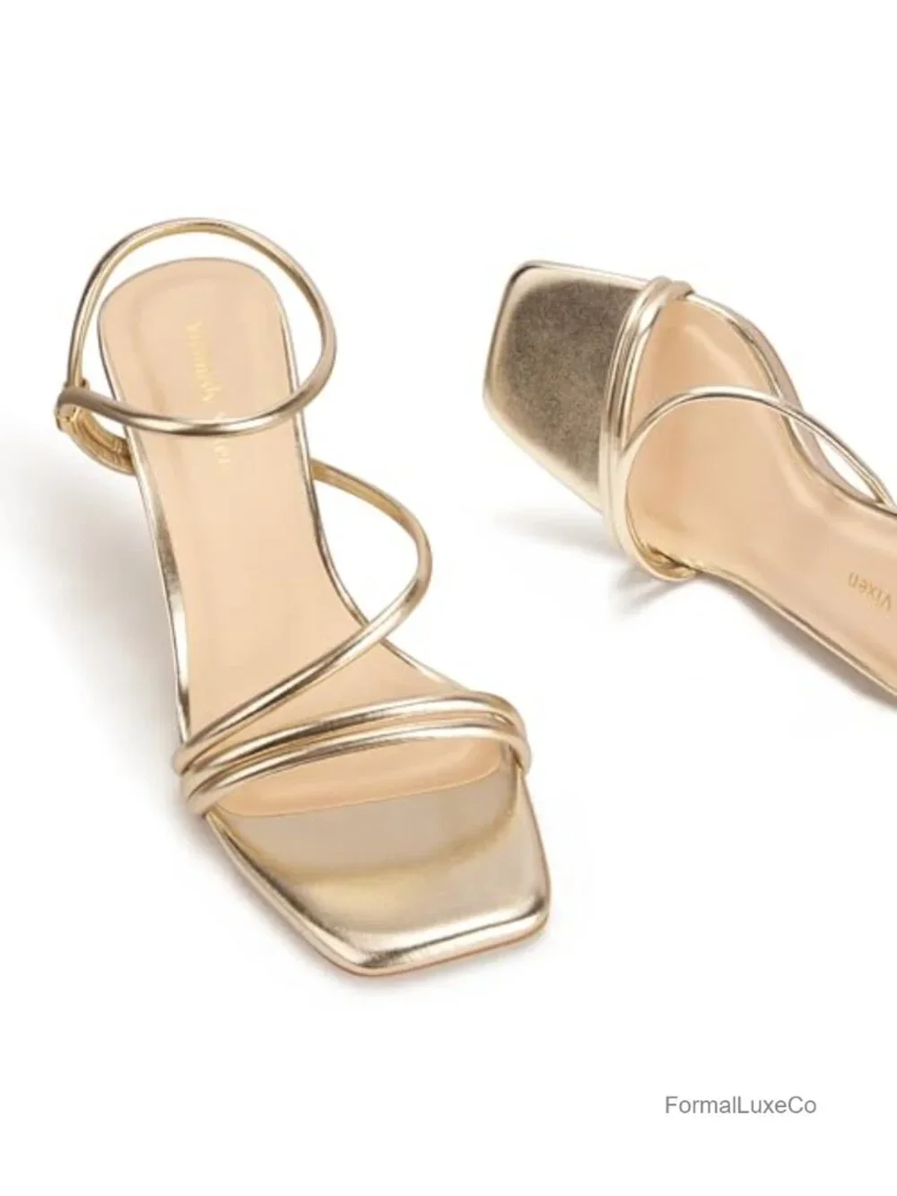 Strappy Kitten Heels Square Open Toe Party Wedding Shoes